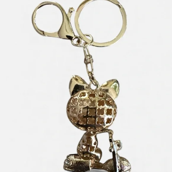 Rhinestone Cat Keychain | Sparkly Scooter Bag Charm | Cute Accessory - Picture 2 of 2